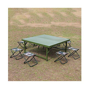 Set Tavolo e Sedia da Esterno Tavolo da Pranzo Portatile in Acciaio, Tavolo da Pranzo Portatile Pieghevole Multifunzionale, Tavolo da Pranzo da Pranzo da Campeggio da 9 in 1