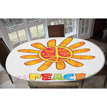 Tovaglia elastica in poliestere, con motivo floreale "Peace with Original Nature Flower", con scritta "More Empathy for the Earth Moral", con elastico allungato, per tavoli fino a 121,9 x 172,7 cm