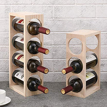 YQJ Portabottiglie in Legno Espandibile da Appoggio, Portabottiglie da Tavolo Impilabile Senza Vernice, Fai da Te di Forme Multiple per Cucina, Bar, Cantine, Magazzini,Flamed,1 Tier 6 Slot