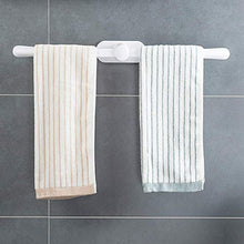 JSF Porta Asciugamani Adesivo, Porta Salviette Parete a Due Bracci 62cm, Appendi Asciugamani Bagno, Anello Portaasciugamani Senza Fori, Barra Cucina Muro Supporto Asciugamano Doccia, Bianco - Plastica