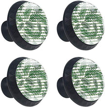 Foglie tropicali bianco verde a strisce Pomelli per Porta Set di 4 Pomelli per Mobili Manopole per Cassetti Cucina Armadio Vetro