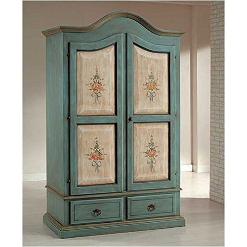Estea Mobili - ARMADIO LEGNO MASSELLO DECORATO DIPINTO A MANO L 120 P 60 H 200 - 1205-AD - Come foto