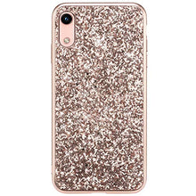Saceebe Compatibile con Huawei Y6 Pro 2019 Custodia Silicone TPU Paillettes Glitter Strass Silicone TPU Case PC Coperture [placcatura bordo] Bumper Case Ultra Sottile Antigraffio,oro rosa&