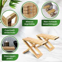 Sgabello Fisiologico di Toilette di bambù - Sgabello da bagno in legno - Poggiapiedi pieghevole e di design - Trattamento naturale di stitichezza Consigliato da Medici