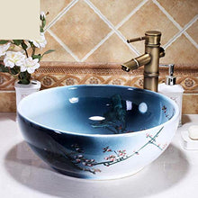 Jgophu Lavandino in ceramica dipinto a mano con fiori di prugna, colore: blu e bianco