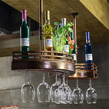 Classico Parete industriale montato Loft metallo di bottiglia della catena Wine Rack Bar mensola in legno Base d'attaccatura del supporto di archiviazione Mensola contatore della tazza del vino Calice