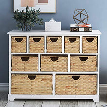 WGYDREAM Comodino Grande Cassettiera con 10 Cestini Cassetti in Legno Massello Contenitore Organizer Armadio per Corridoio Bagno Soggiorno