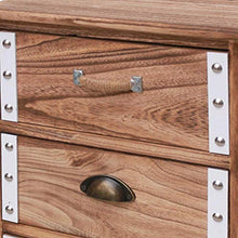 BAKAJI Mobile Cassettiera Mobiletto 3 Cassetti in Legno MDF Brown con Decorazioni in Legno Nianco e Borchie Design Moderno Arredamento Casa (30 x 41 x 58 cm)