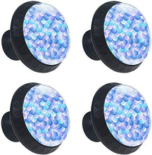 Squama di pesce sirena di colore blu viola Pomelli per Porta Set di 4 Pomelli per Mobili Manopole per Cassetti Cucina Armadio Vetro