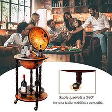COSTWAY Mappamondo Bar con Ruote Mobili, Porta Liquori Stile Retrò (Marrone 45 x 45 x 88cm)