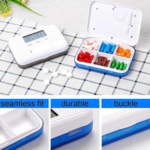 6 Portapillole con griglia Digitale, Organizer per medicinali con promemoria elettronico Intelligente, Dispenser per farmaci AM e PM da Viaggio, Senza BPA, A
