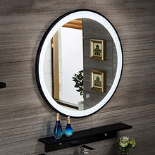 specchio Rotondo con Cornice in Ferro, Bagno Trucco a Luce LED, Pulsante Touch per Soggiorno/Camera da Letto (Luce Bianca) Bianco, Nero, Oro