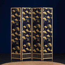 EVEN Il ginkgo blu inchiostro lascia lo schermo decorativo, la protezione della privacy della parete divisoria del soggiorno, la parete divisoria a 4 pannelli autoportante, lo schermo divisorio