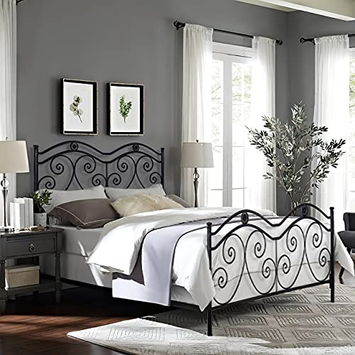 SISA srl, Struttura Letto Matrimoniale, Letto Matrimoniale Moderno, Letto Ferro Battuto, Modello Laura, Colore Nero Anticato (Con Sfumature Oro), 170x120x195 cm, 100% Made in Italy