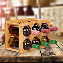 Relaxdays 10028815 Cantinetta in bambù, 6 Bottiglie, Porta Vino da Tavolo, Espsoitore da Cucina, 21x32x18,5 cm, Naturale