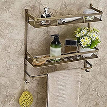 JKCKHA Northern Europe. Bella a Due Strati Vintage + Stelo Ottone Antico Ottone Materiale 1 Bagno mensola/Ripiano Multifunzione