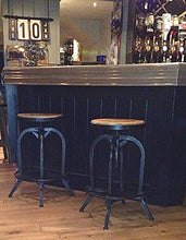 Sgabello da bar Urban Vintage Retro regolabile (66-85 cm) Industrial Real Wood Top