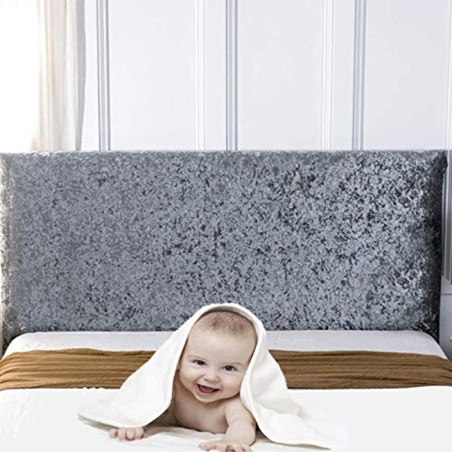 SetSailW Copritestiera Letto Copertura Velluto Copri Testata Letto Matrimoniale/Singolo, Copertura Testiera Imbottita Rimovibile Fodera Elastica Protezione,Grey-240CM