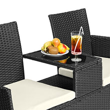 TecTake Divano da Giardino divanetto tavolino da Giardino in polyrattan + Cuscini - Disponibile in Diversi Colori - (Nero | No. 401547)