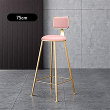 GYPPG Sgabelli Bar Moderni Altezza 65 cm / 75 cm con Seduta in Ecopelle, sedie Pranzo Alte con Schienale per Cucina, Pub, caffetteria, Rosa Romantico