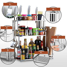 LYM &ripiano di stoccaggio Mensole da Cucina, Forniture for Cucina Multifunzione for Uso Domestico, in Acciaio Inossidabile, for stoccaggio di condimenti, 3 Strati Scaffale di Finitura