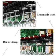 Bar Butler Wine Dispenser Capovolto pensile orientabile Altezza bicchieri di vino di asciugatura del supporto della cremagliera della bottiglia dell'organizzatore e Calici bagagli rustico Nero Rack 1y