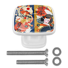 4 pomelli bianchi per armadietti da cucina, camera da letto, armadio, cassettiera, cassettiera, geisha giapponese, carpe colorate, gru fortunate