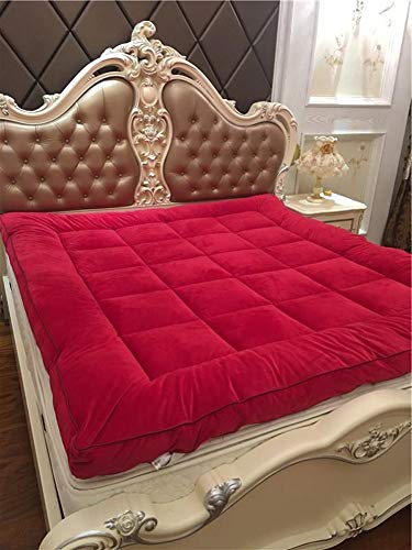 YXXCD Super Morbido Traspirante Materasso Letto Futon, Thick Mantieni Caldo Tatami Materasso Pieghevole Giapponese Materasso Terra Domestico Tappetino Camera da Letto-Rosso 180x200cm(70x78inch)