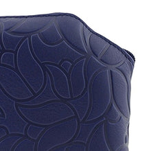 Cerniera in pelle con due tulipani in pelle Misure: U Colore: MARINO