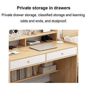 Scrivania Home Office con scrittoio con libreria, Scrivania da Studio Semplice Piccola scrivania per Computer Desktop con cassetti, Stile Moderno e Semplice, Risparmio di Spazio