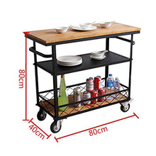 Carrello di Servizio, mensola Industriale Vintage, Metallo in Legno, Vassoio Multiuso, con Ruote, per Cucina, Ristorante, Hotel, ECC. Dimensioni: 80 * 40 * 80 cm
