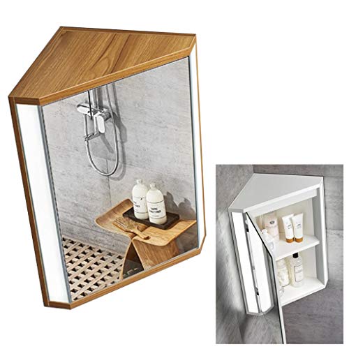Armadietti a specchio da Bagno con la Luce pensile Medicina a Parete mobiletto pensile Specchio ad Angolo (Color : Wood, Size : 17 * 34 * 80cm)