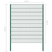 Panneau de clôture avec poteaux Fer 1,7 x 2 m Vert