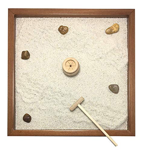 GIARDINO ZEN DA TAVOLO 25x25 2cm di legno massello NOCE lavorato artigianalmente fatto a mano - Prodotto di Qualita'