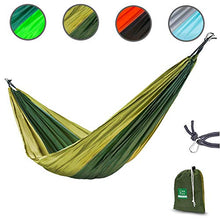 Amaca da Viaggio Doppia - Amaca da Giardino, Campeggio, Esterno | Amaca Matrimoniale Fino a 200 kg, Tessuto Paracadute Anti-Strappo e Ultraleggero, Bicolore - 275x140 cm - Verde Militare