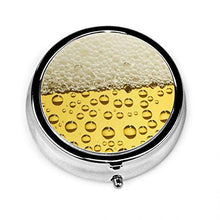 Portapillole rotondo per bevande alla birra, astuccio per portapillole in argento per borsetta, regalo unico per organizer in metallo decorativo, per integratori, soprattutto per bambini