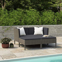 Tidyard Set 4 Pezzi Divani da Giardino Esterno con Cuscini in Polyrattan,Salotto da Giardino in Rattan,Mobili da Giardino in Rattan,Grigio