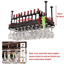 Alqn Retro soffitto in metallo Portabottiglie Portaoggetti Calice da vino Calici Portabottiglie Appeso Bicchiere da vino Bar Decorazione Espositore (Nero) Bar Sala da pranzo Mobili,120 × 35 centimetr