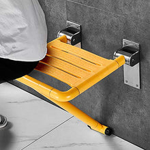 Sgabello Pieghevole Da Bagno, Sgabello Cambia Scarpe A Parete, Robusta Base In Acciaio Inox, Pieghevole E Luminoso, La Superficie Della Seduta È Lunga 39 Cm E Larga 45 Cm, Bianca E Gialla