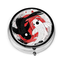 Scatola rotonda per medicina portatile, mini portapillole in metallo, dispenser per pillole tascabili, borsa da viaggio, regalo Koi Fish Yin Yang