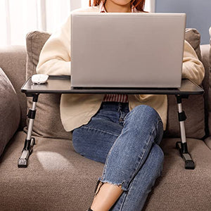 Rentliv tavolino da letto per laptop, supporto per laptop regolabile con gambe pieghevoli,scrivania portatile per lavorare vassoio per computer per letto,divano e pavimento - nero di grandi dimensioni