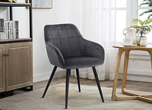 WOLTU BH93dgr-1 Poltroncina Camera da Letto in Velluto Grigio Scuro, Sedia Sala da Pranzo con Braccioli Gambe in Metallo