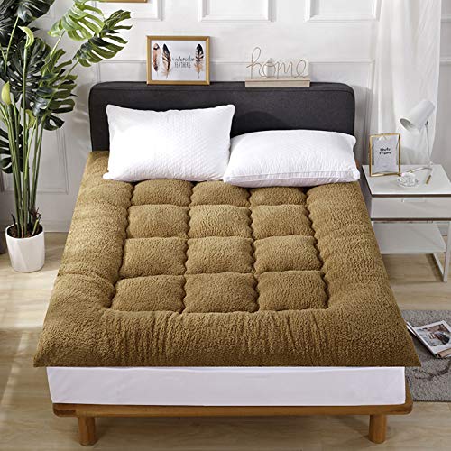 YSPS Dormire Tatami Tappetino Morbido, Premium Spesso Materasso Pad Pieghevole Roll Up Giapponese Piano Futon Trapuntato coprimaterasso per dormitorio Brown-180 * 200cm