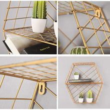 &ripiano di stoccaggio Mensole a muro, arte di ferro Hexagon Rack moderna Doppia decorazione della parete di immagazzinaggio Mensola Scaffale di finitura
