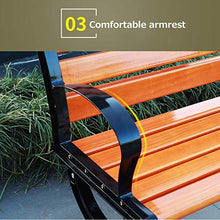 Panchine da Giardino All'aperto Panche del Terrazzo Svago, Panca Resistente alle Intemperie con Gambe in Alluminio e Legno di Pino Anticorrosivo, Comoda Panca 2 Posti con Schienale e Braccioli