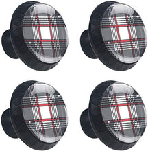 Plaid classico a strisce nero rosso bianco Pomelli per Porta Set di 4 Pomelli per Mobili Manopole per Cassetti Cucina Armadio Vetro