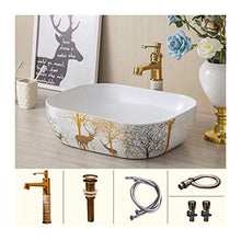 lilili Lavabo da Appoggio Bagno Lavandino Artistico Lavabo da Appoggio Adatto alla Famiglia del Bagno Dell'hotel,Lavabo in Ceramica 50x40x14cm (Color : There Are Accessories)