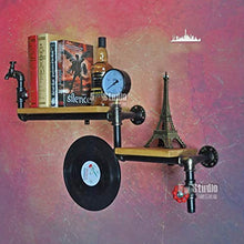 YAeele Cremagliera del Vino, Tubo di Ferro battuto Loft Parete in Legno massello Vino Rack Vino Appeso Bar Rack, Stand di Esposizione