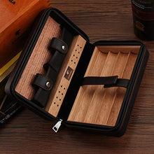 Cgf Exquisit Humidor di Viaggio, Portatile in Legno di Cedro in Legno di Viaggio in Pelle di Viaggio in Pelle di Viaggio, può memorizzare 4 sigari Adatti for Regali di Compleanno Buoni Regali humidor