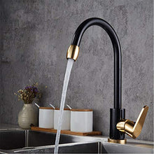 Rubinetto da Cucina in Alluminio Space, Miscelatore per Lavello, Installazione Monoforo, Rubinetto per Lavabo con Rotazione A 360 Gradi, Commerciale Moderno, Nero Opaco (Oro)